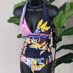 Trina Turk V-neck halter tankini